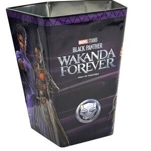 MARVEL BLACK PANTHER Wakanda Forever Movie Popcorn Bucket Metal Tin Cinemark New
